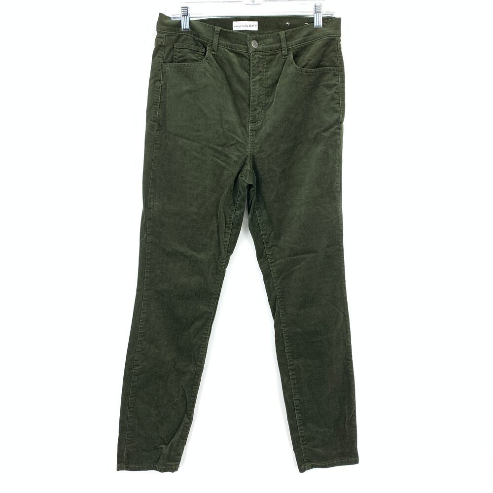 LOFT Corduroy Slim Leg Jeans Womens Size 29 / 8 Dark Green Stretch